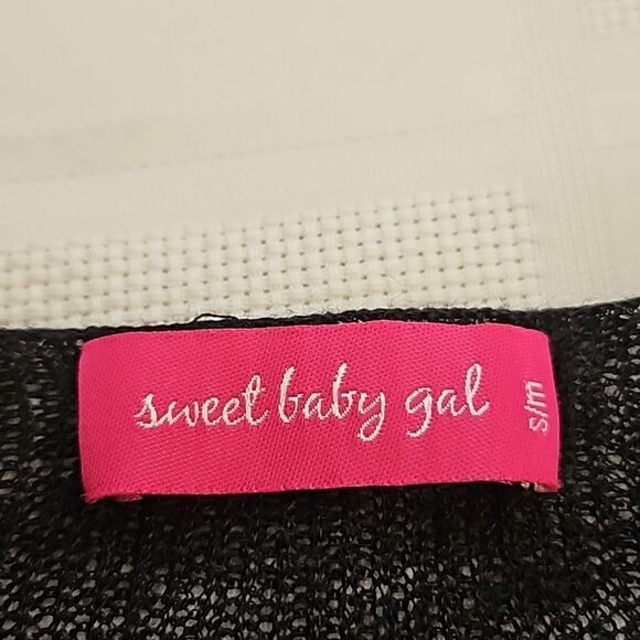 Sweet Baby Gal Women's Knitted Sheer Long Sleeves Top S/M Black - Picture 7 of 16